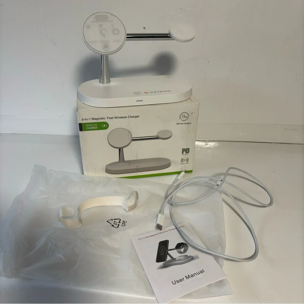 Waystar 3 in 1 magnetic charging station iPhone watch AirPods open box pre-owned